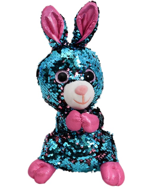 Mirada Blue Sequin Cute Plush Bunny With Glitter Eye