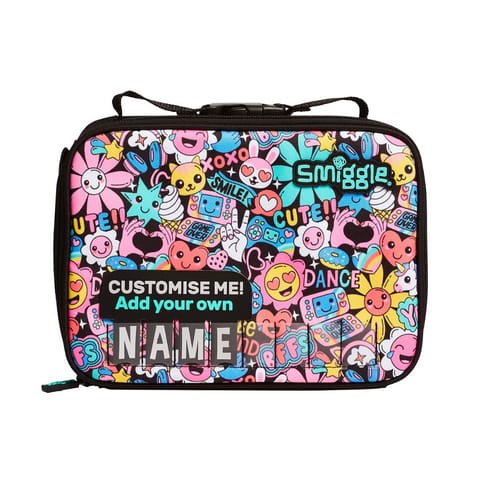 Smiggle Bright Side Square Id Attachable Lunch Box - Black