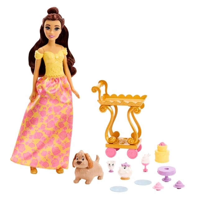 Disney Princess Toys, Belle’s Tea Time Cart Doll And Playset