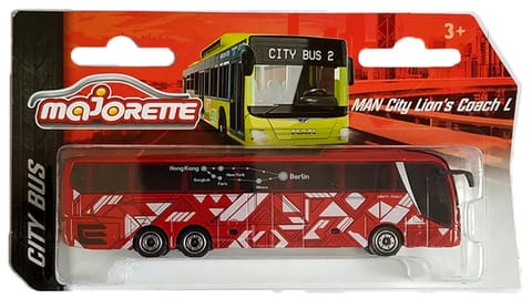 Majorette Die Cast City Bus - MAN City Lions Coach L Red