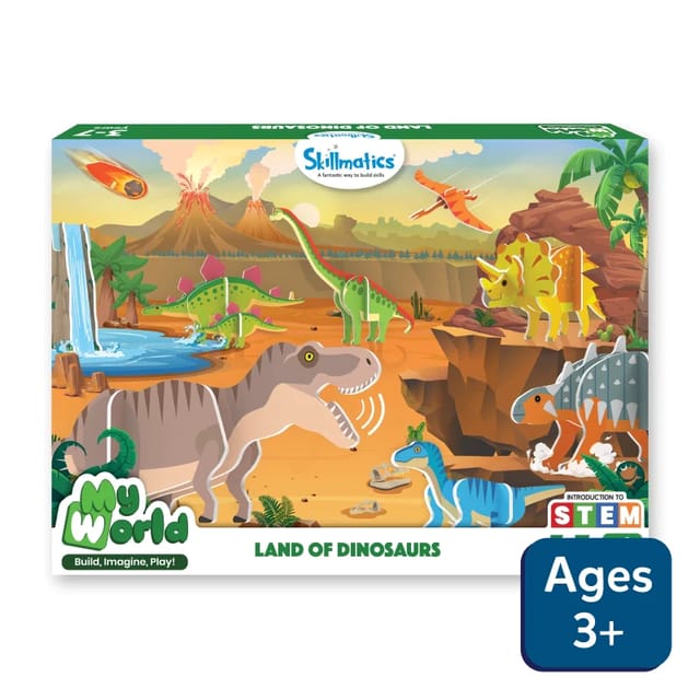 Skillmatics My World: Land of Dinosaurs STEM Building Toy