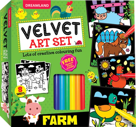 Dreamland Publications - Farm Velvet Art Set With 10 Free Sketch Pens