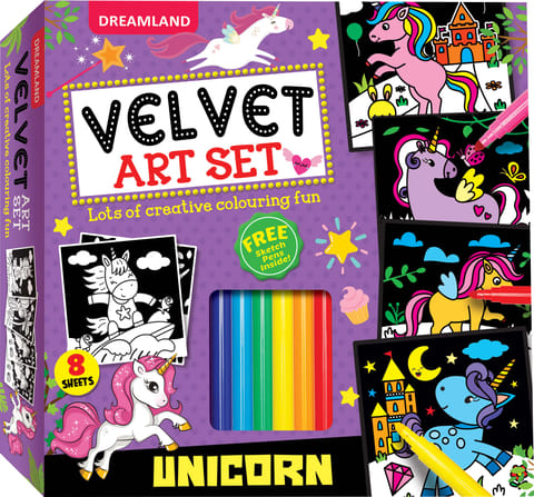 Dreamland Publications - Unicorn Velvet Art Set With 10 Free Sketch Pens