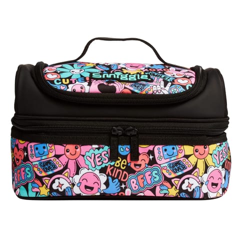 Smiggle Lunch Box Double Deck Bright Black Mix Lunchbox