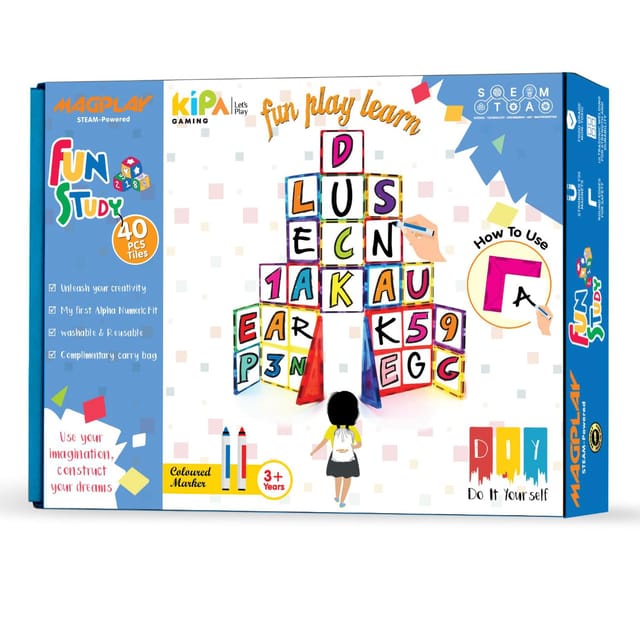 Kipa Magplay Magnetic Tiles 40 pieces - Fun, Plan and Learn