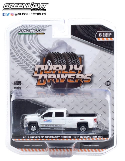 Greenlight Diecast Dually Drivers 2017 Chevrolet Silverado 3500HD - 101st Running Indy 500