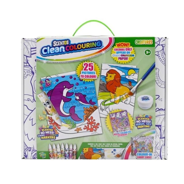 Scentos Clean Colouring Colour In Carry Case - Creatures