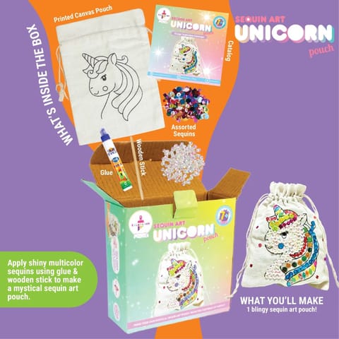 Kalakaram Minis Chippy Collection - Sequin Art Unicorn Pouch