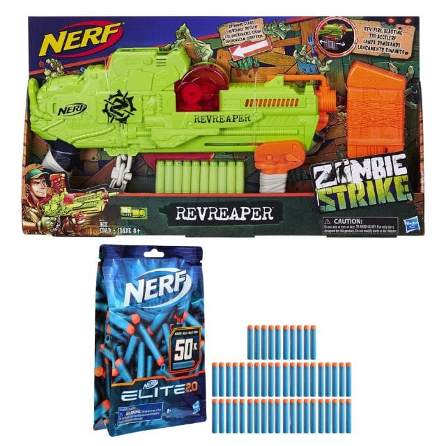 Hasbro NERF Zombie Strike Revreaper & Elite 2.0 50-Dart Refill Pack