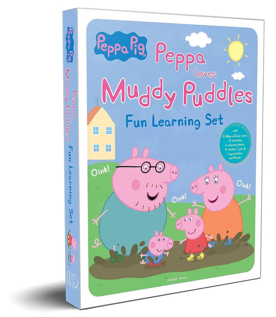 Peppa Pig - Peppa Loves Muddy Puddles : Fun Learning Set (With Wipe And Clean Mats, Coloring Sheets)