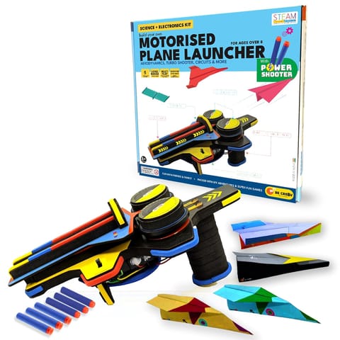 Becre8v Motorized Plane Launcher with Power Shooter - Science and Electronics Kit