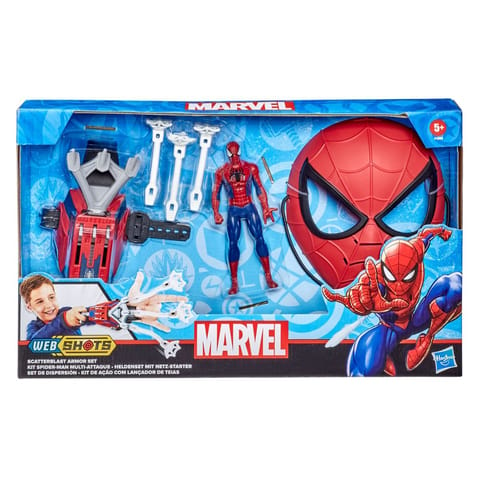 Hasbro Marvel Spider-Man Web Shots Scatterblast Armor Set Toy, Launch 3 Web Projectiles at Once, Includes 3 Projectiles