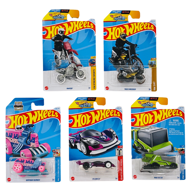Hot Wheels Quarter Mile Heroes Celero GT, Birthday Burner, Rink Racer, Tred Shredder, HW450F