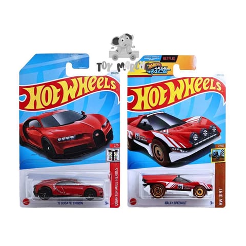 Hot Wheels Quarter Mile Heroes '16 Bugatti Chiron And HW Dirt Rally Speciale