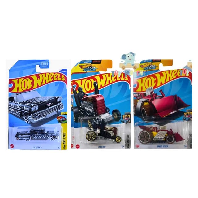 Hot Wheels '59 Chevy Impala, Dragtor And Speed Dozer