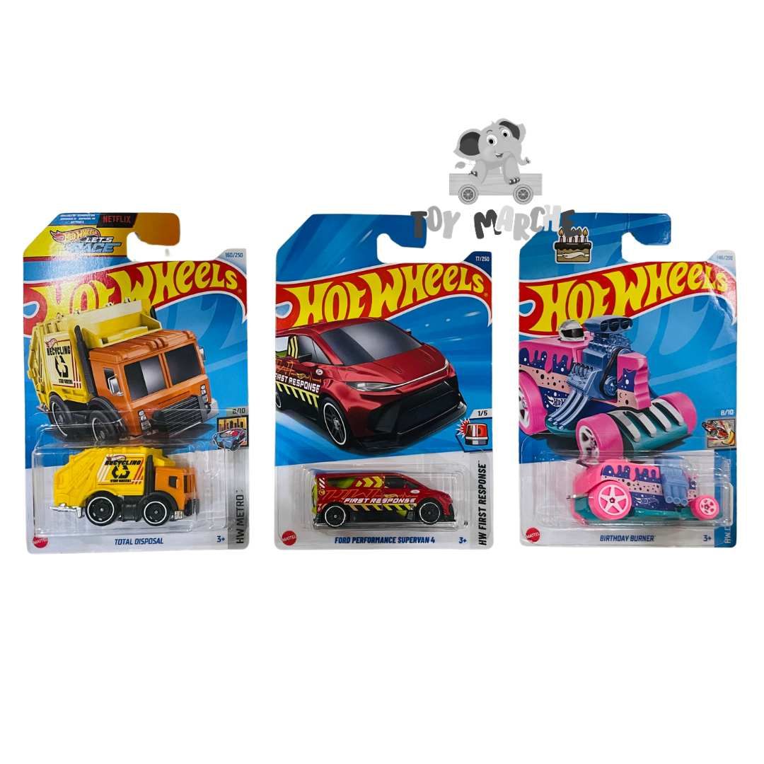 ぶんぶん　Hot Wheels ミニカーセット 4点 Hot Wheels Ford Performance Supervan 4, Birthday Burner And Total