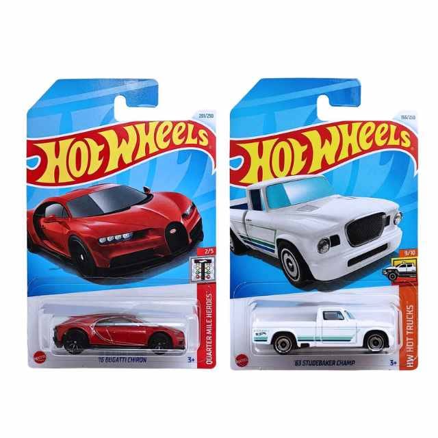 Hot Wheels Quarter Mile Heroes '16 Bugatti Chiron And '63 Studebaker Champ