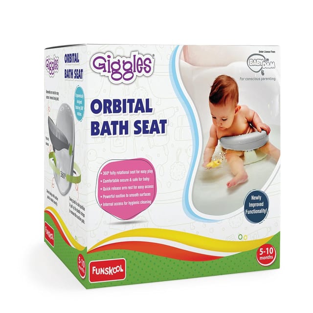 Funskool Giggles Newborn Orbital Bath Seat for Babies 5 Months & Up, Infant Bath seat with Ergonomically Designed Featuring 360 Degree Rotation for Sitting up and Suction Pads