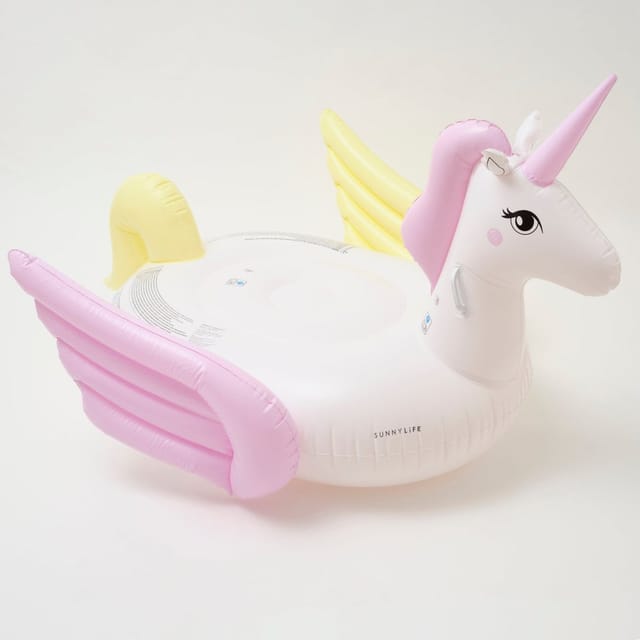 SUNNYLiFE Pastel Color Inflatable Unicorn Luxe Ride-On Float