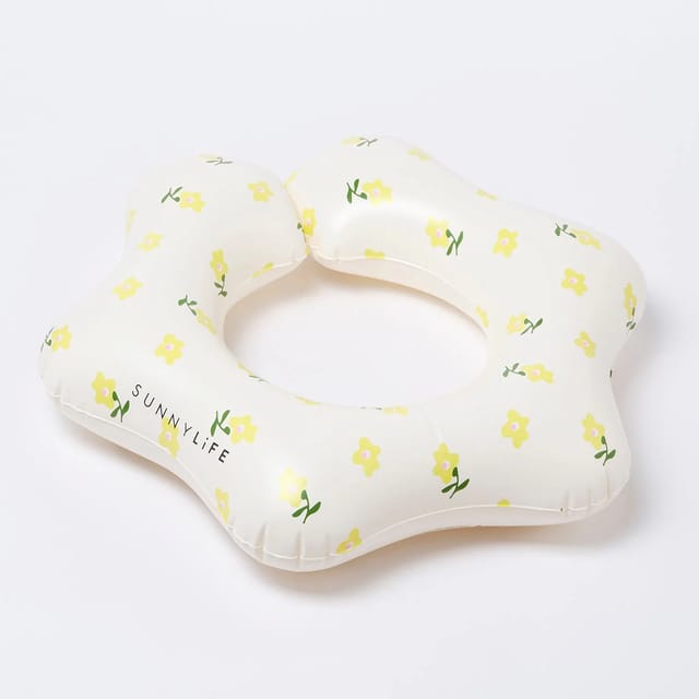 SUNNYLiFE Sunflower Print Inflatable Kiddy Pool Ring Mima the Fairy Lemon