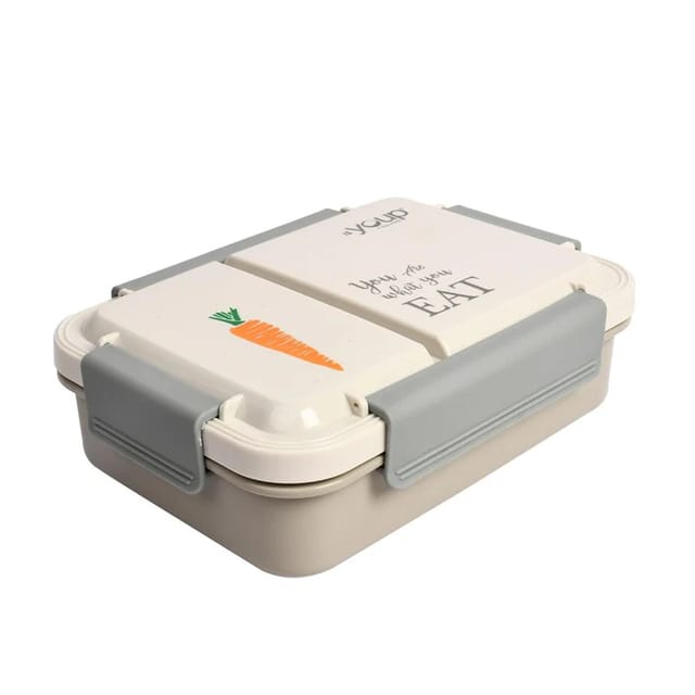 YOUP Stainless Steel Grey Color Kids Lunch Box With 2 Compartments DONUT -750 ml