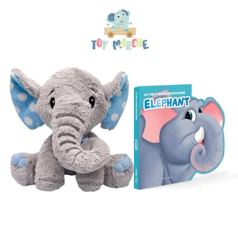 Mirada 25 cm Elephant Polka Dot Blue And My First Shaped Board Book Elephant