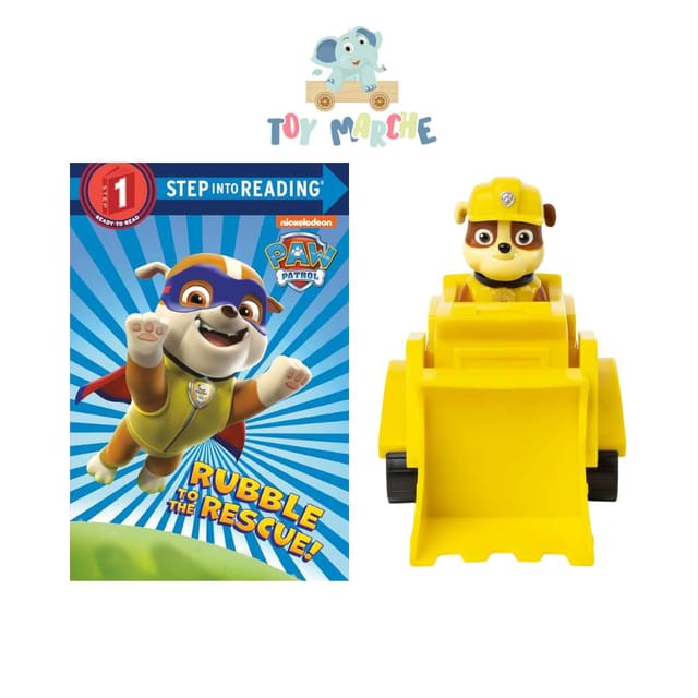 Paw Patrol Rubble Bulldozer with Rubble Figure And Rubble To The Rescue (Step Into Reading Level 1)