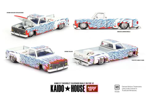 Mini GT x Kaido House #157 Chevrolet Silverado Dually on Fire V2
