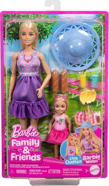 Barbie Family & Friends Dolls & Accessories, Picnic-Themed Playset With 2 Dolls & 9 Pieces