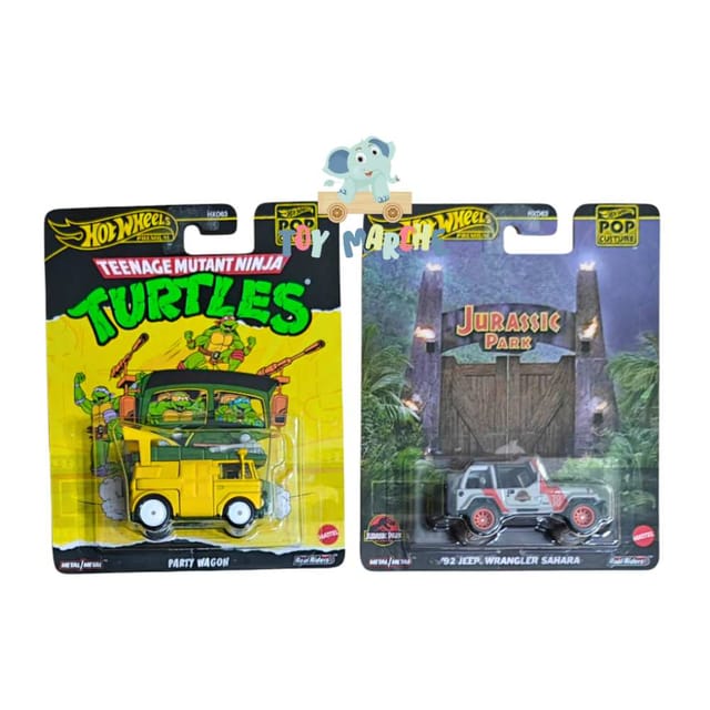 Hot Wheels Pop Culture 2025 - Jurassic Park '92 Jeep Wrangler Sahara And Teenage Mutant Ninja Turtle Party Wagon