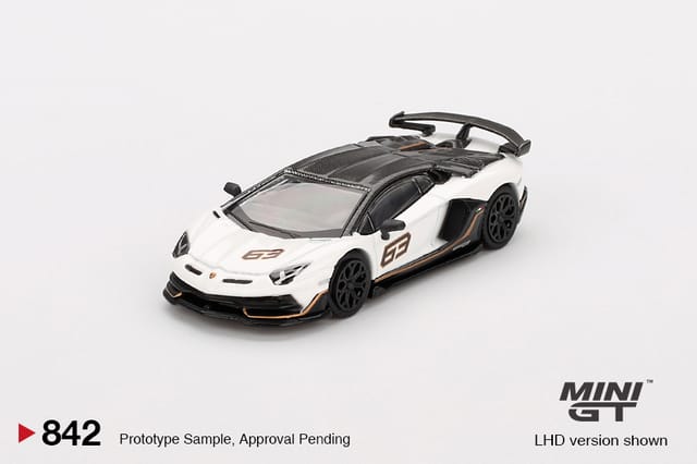 Mini GT 842 Lamborghini Aventador SVJ 63 Bianco Asopo