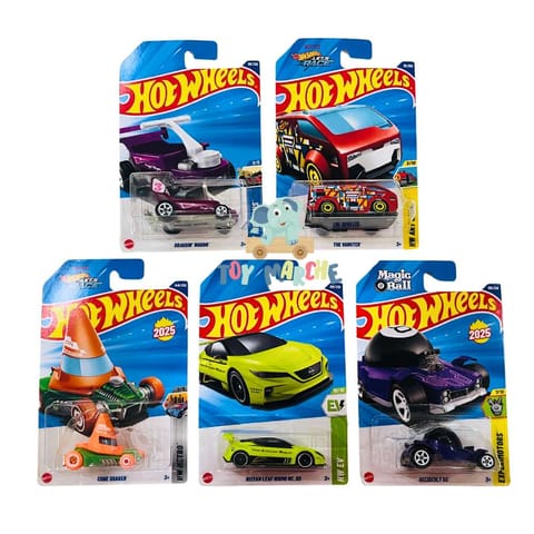 Hot Wheels Nissan Leaf Nismo RC_02, Decidedly Go, The Vanster, Draggin' Wagon And Cone Shaker