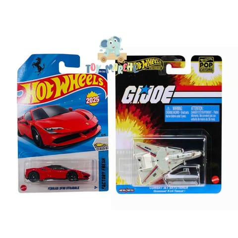 Hot Wheels Ferrari SF90 Stradale And Pop Culture GI Joe Combat Jet Skystriker