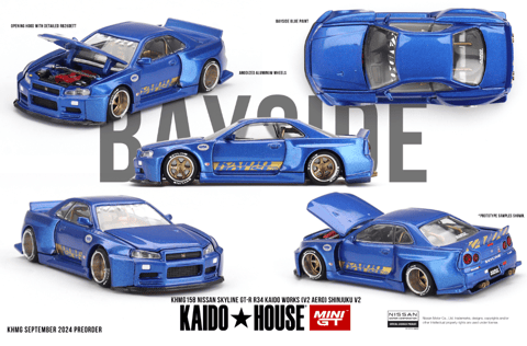 Mini GT Kaido House 158 - Nissan Skyline GT-R (R34) Kaido Works (V2 Aero) SHINJUKU V2