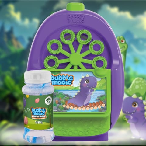 Bubble Magic Dinosaur Theme Bubble Making Machine With 118 ml Solution