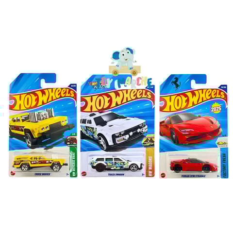 Hot Wheels Cruise Bruiser, Track Dwagon And Ferrari SF90 Stradale