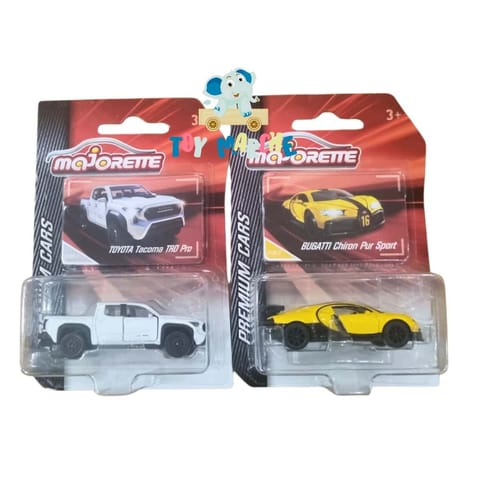 Majorette Premium Cars Toyota Tacoma TRO Pro And Bugatti Chiron Pur Sport