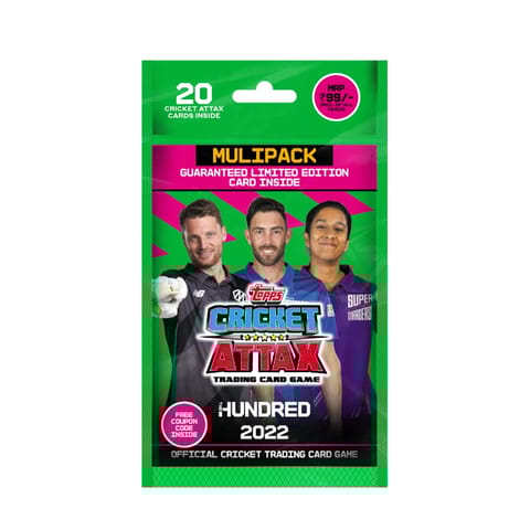 Topps Cricket Attax 2022 Card Game Flow Pack of 20 Cards