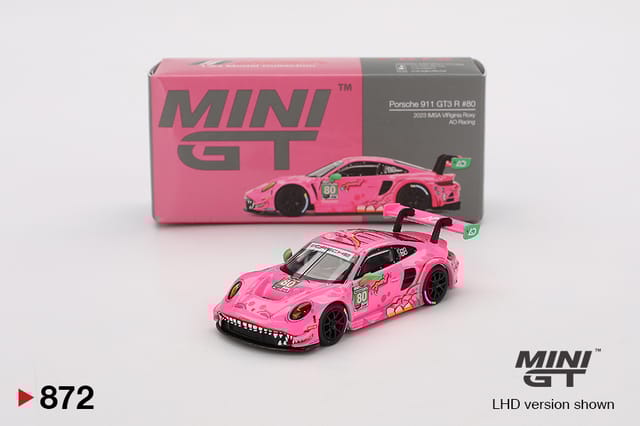 Mini GT 872 Porsche 911 GT3 R #80 AO Racing 2023 IMSA VIRginia Roxy