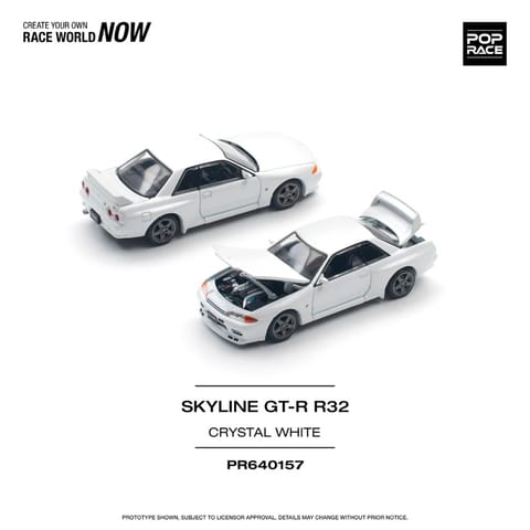 Pop Race Nissan Skyline GT-R R32 Chrystal White PR640157