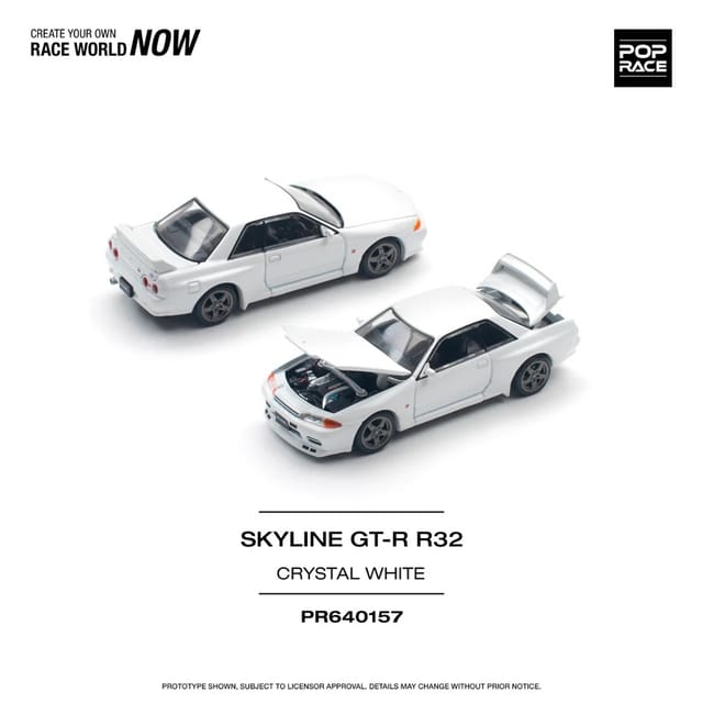 Pop Race Nissan Skyline GT-R R32 Chrystal White PR640157