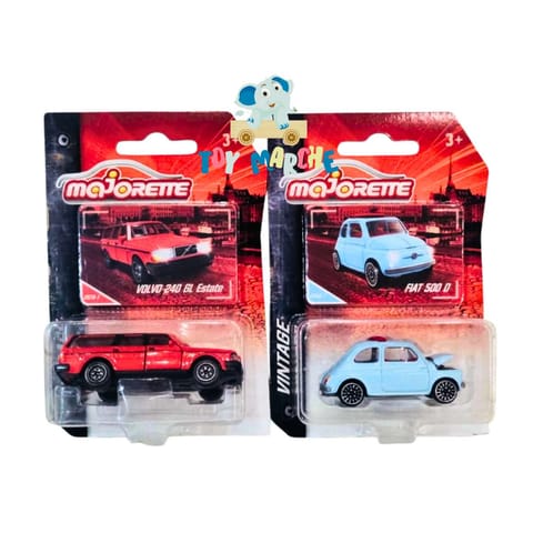 Majorette Vintage Cars VOLVO-240 GL Estate And FIAT 500 D