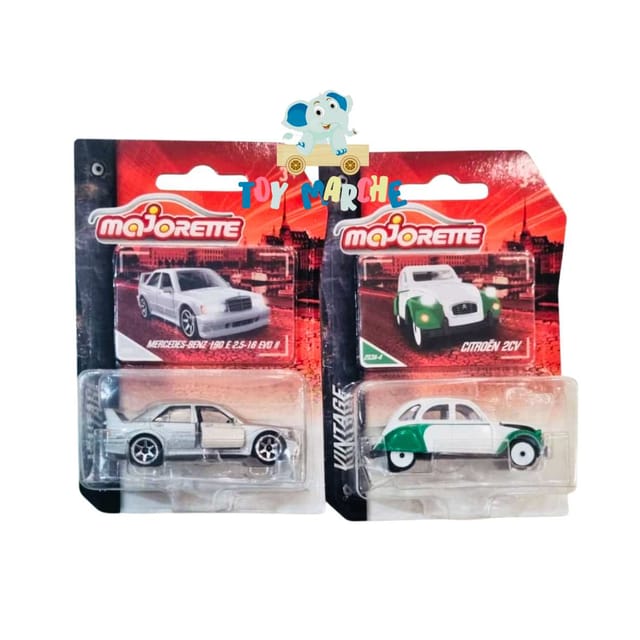Majorette Vintage Cars Mercedes-Benz 190 E 2.5-18 EVO II And Citroen 2 CV