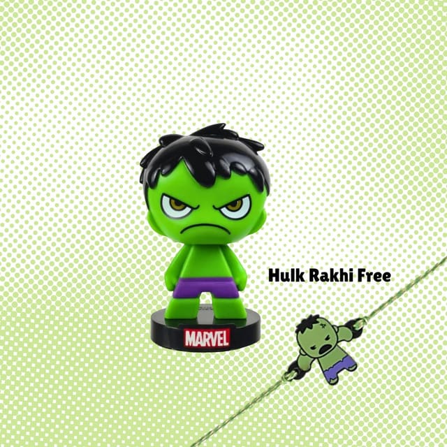 Marvel Avengers Superhero Hulk Bobblehead With Free Hulk Rakhi