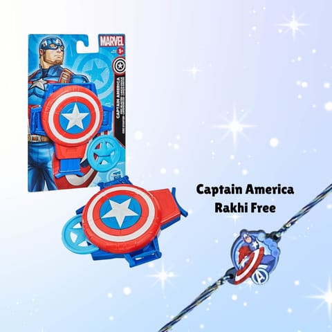 Hasbro Marvel Captain America Shield Gauntlet Disc Blaster With Free Captain America Rakhi