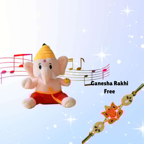 Modi Toys Baby Ganesha Small Mantra Singing Plush With Free Ganesha Rakhi