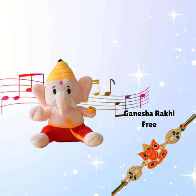 Modi Toys Baby Ganesha Small Mantra Singing Plush With Free Ganesha Rakhi