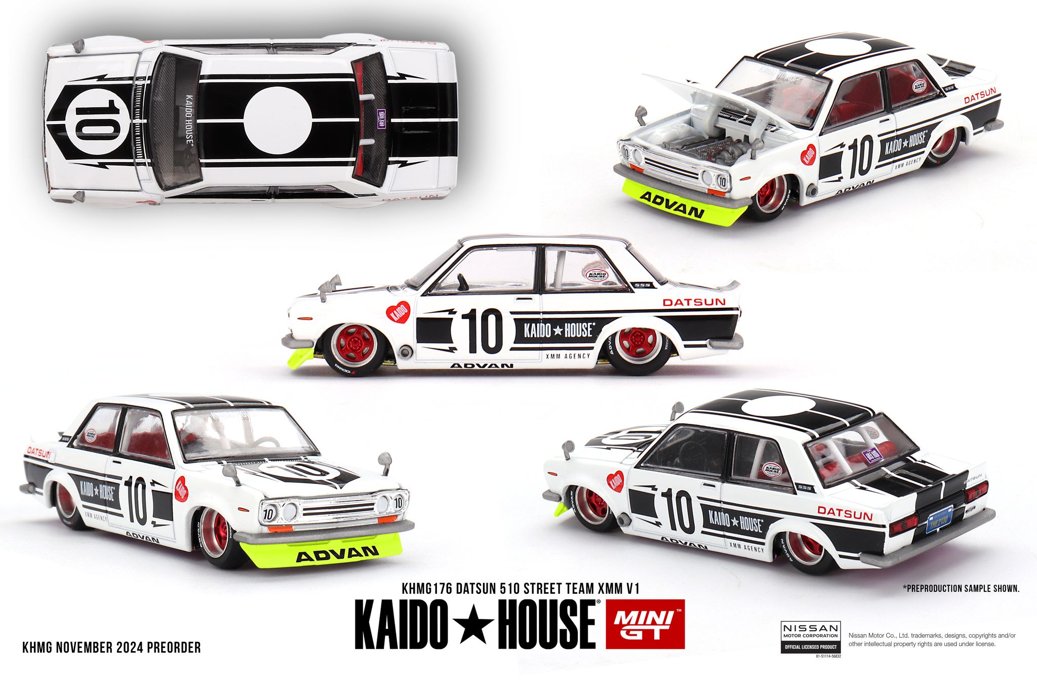 MINI GT 街道ハウス　DATSUN 510 チェイス Mini GT 176 Kaido House Datsun 510 Street Team XMM V1