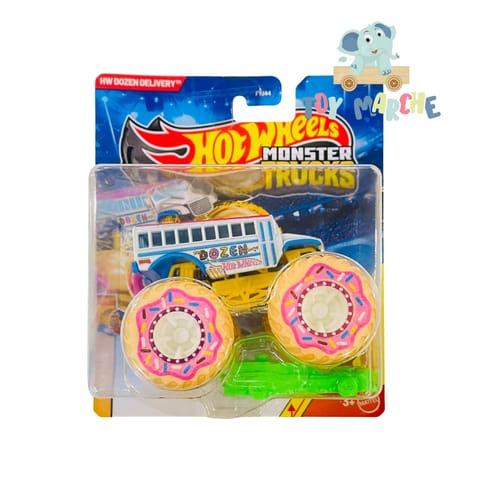 Hot Wheels Monster Trucks Hw Dozen Delivery - Includes Crushed Car