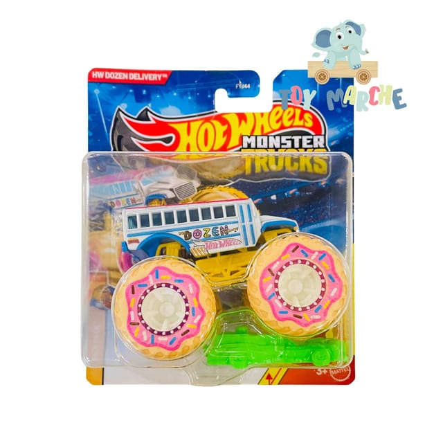 Hot Wheels Monster Trucks Hw Dozen Delivery - Includes Crushed Car